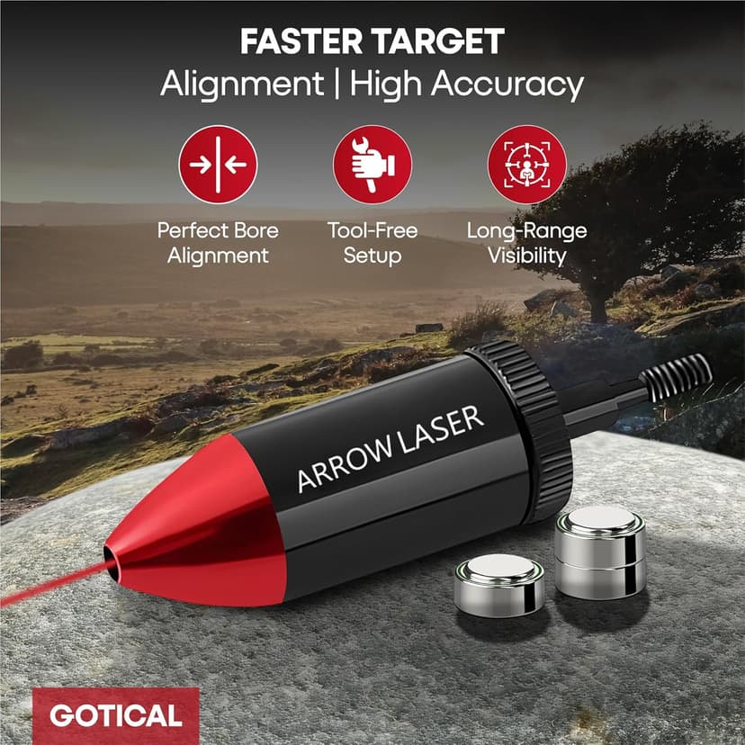 GOTICAL Arrow Laser Sight Tactical Archery Bore Sight Red Dot Laser for Compound Bow Crossbow Boresighter Sight Tool for Target
