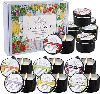 1oz Low Temperature Body Oil Scented Candles for Home Spa & Relaxation 12pcs Massage Oil Candle,Moisturising Natural Soybeans Gift Sets B0G4PYMTJP