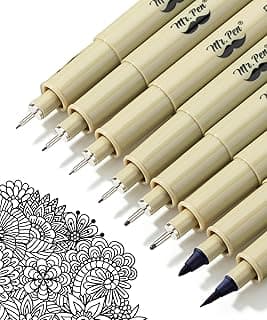 Mr. Pen - Art Pens, Multiliners, Fineliner Ink Pens, Set of 8 Technical Drawing pen, Pigment Pen, Fine Point, Black, Waterproof, for Art Watercolor, Sketching, Micro Drawing, for Bible Journaling