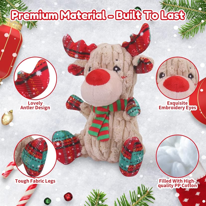 loncoldy Christmas Dog Toys, Funny Squeaky Reindeer Toy with Crinkle Paper Attract Pets, Interactive Plush Chew Toys, Adorable Christmas Elk Dog Gifts for Small Medium Large Dogs B09QHY2RQH