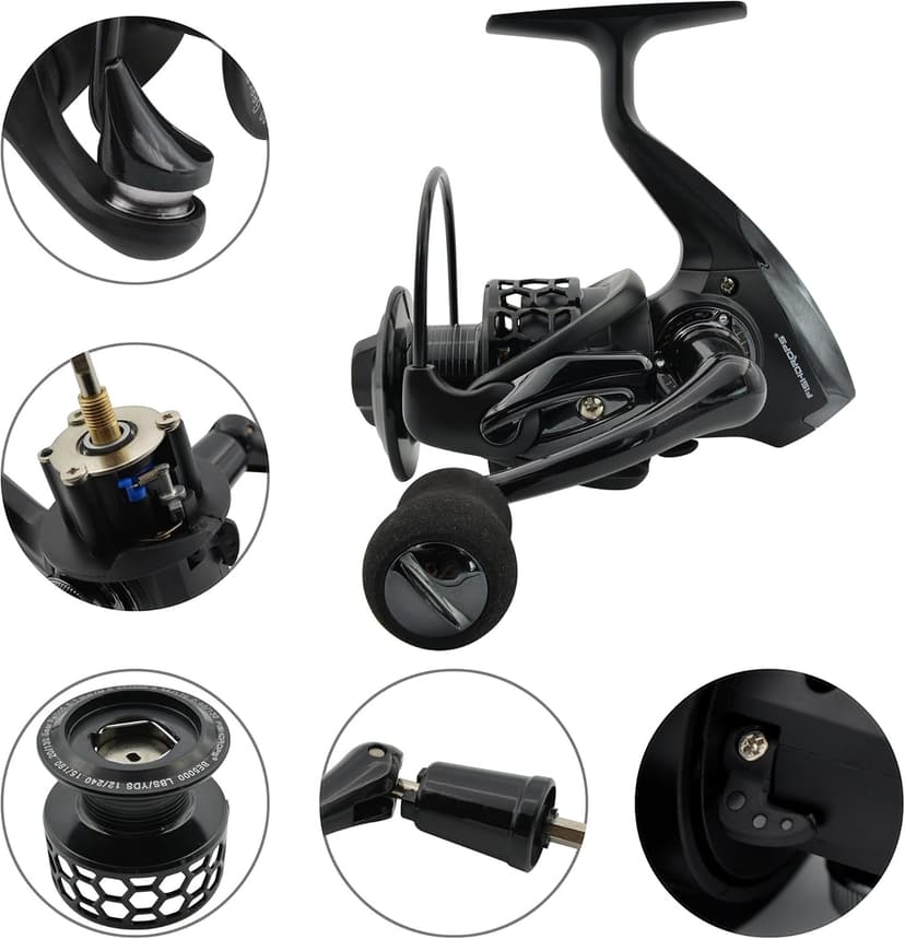 Fishdrops Spinning Fishing Reels 12+1BB Ultra Lightweight Carved Aluminum Spool Reels Affordable Smooth Spinning Reels