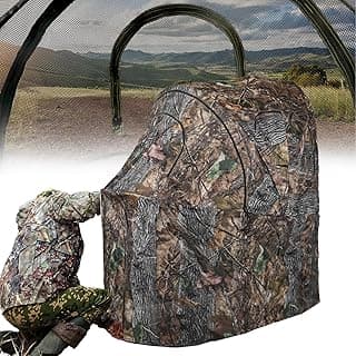 FUNHORUN Hunting Chair Blind, 1/2 Man One-Way See Through Ground Blind, Portable 1/2 Person Camouflage Chair Tent with Carrying Bag