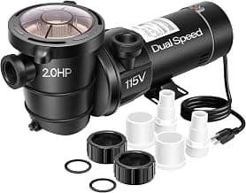 VIVOHOME 2.0 HP Above Ground Swimming Pool Pump Dual Speed 1.5" & 1.25'' Inlet/Outlet 115V Energy Saving w/Strainer Basket
