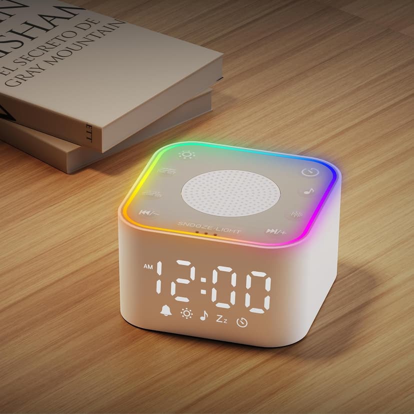 Wkzay White Noise Sound Machine: 30 Non-Looping Sleep Sound Therapy for Adults - Noise Canceling for Bedroom, Adjustable Night Light & Timer, Built-in Alarm Clock