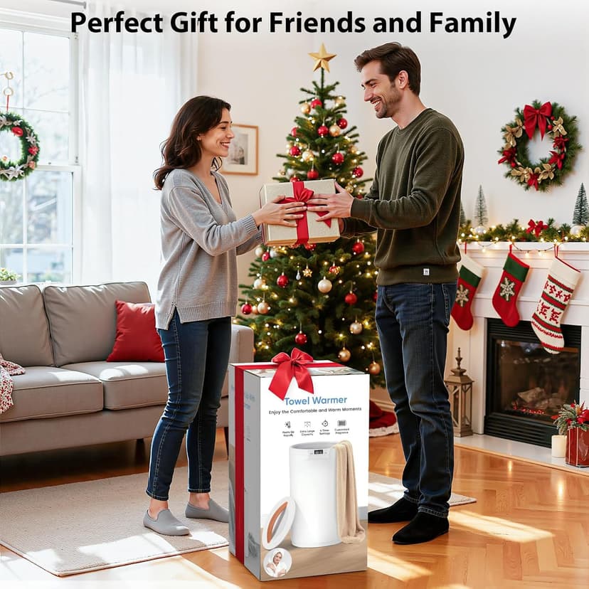 Towel Warmers for Bathroom, 20L Large Towel Warmer Bucket, Fits Up Two 40"X70" Oversized Towels, Bathrobes, Blankets, Towel Heater with LCD, 4 Timer Setting and Auto Shut Off(White)