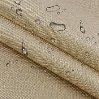 Waterproof Canvas Cloth Fabric by The Yard 60" W 600D Oxford Polyester Upholster Fabric Water Resistant Material for Outdoor Furniture Chair Cushion Cover DIY Sewing (1 Yard, Khaki)