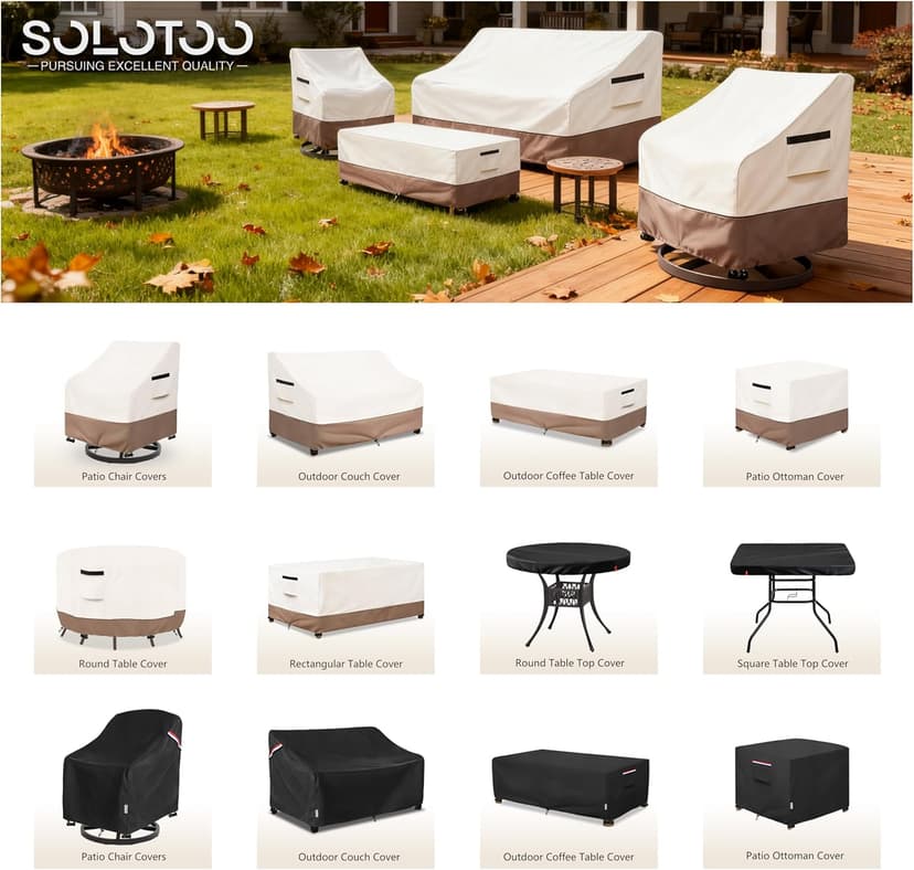 Patio Chair Covers Waterproof Heavy Duty Patio Furniture Covers, 33W x 35D x 36H Inches Swivel Outdoor Chair Cover 2 Pack (Beige)