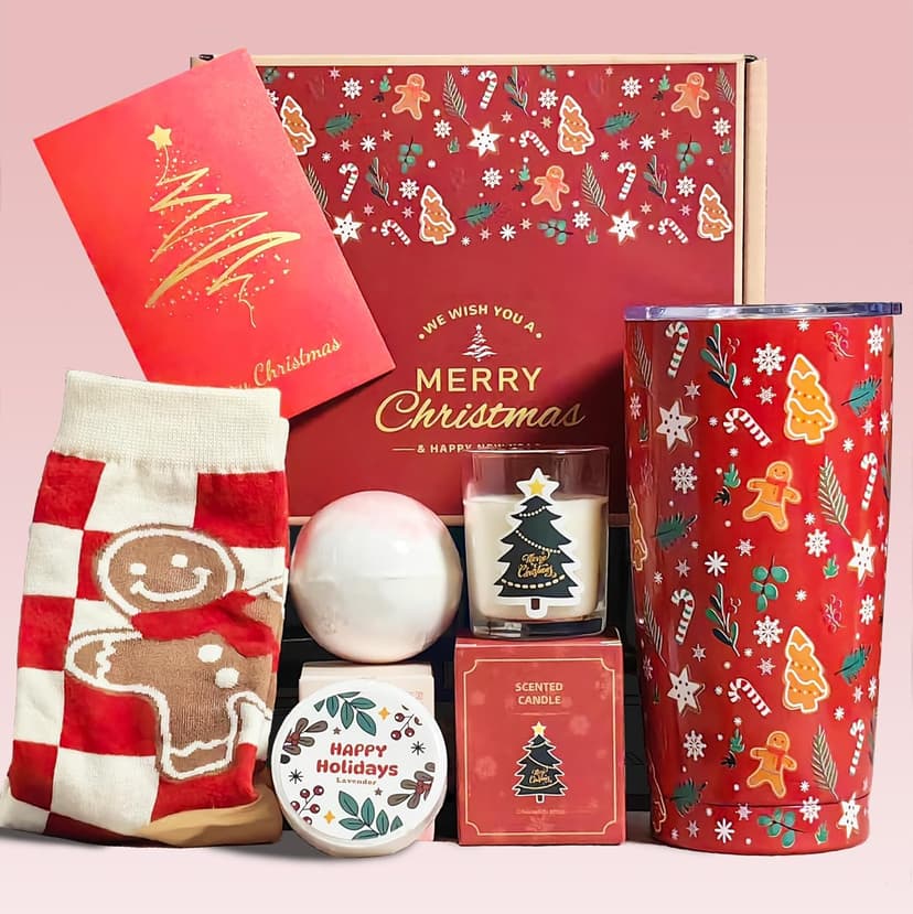 Unique Women's Christmas Gifts: Teacher, Coworker, Sister, Best Friend, Mom, Wife - Gift Baskets & Secret Santa Box Set - Includes Christmas Tumbler