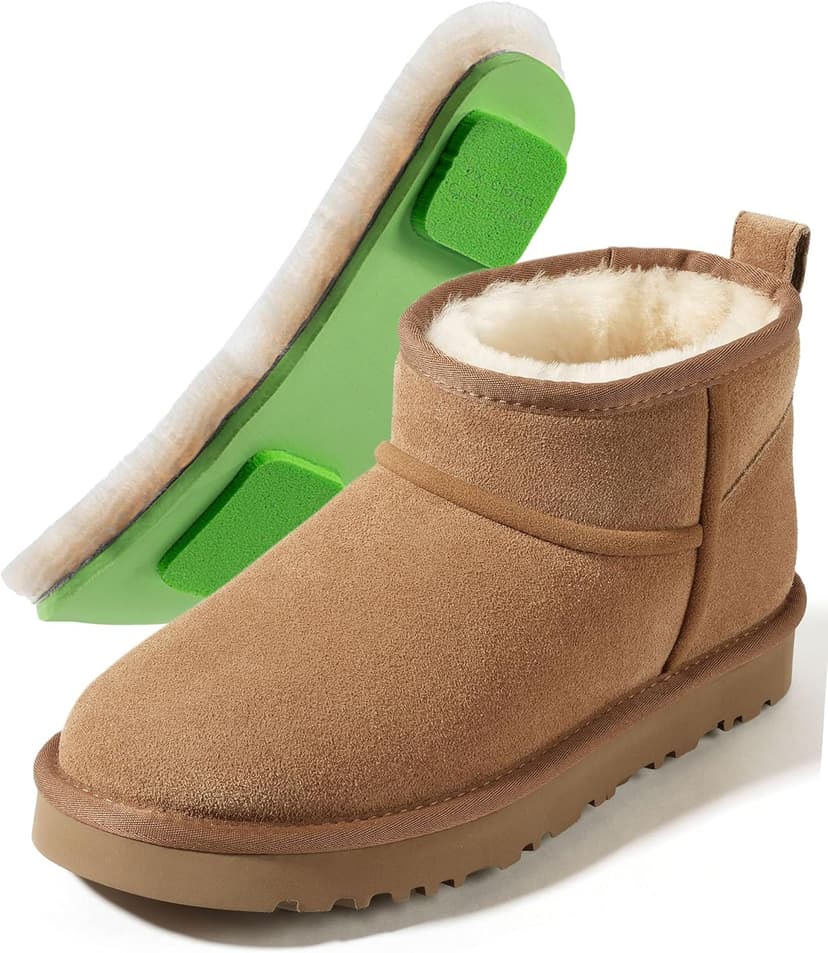 Mel&Syd 100% Australian Sheepskin Mini Boots with Arch Support Options - Warm Down to -40°F (-40°C) Thermal Ankle Booties - Waterproof Suede & Breathable Winter Shoes for Urban Commute & Office Wear