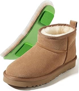 Mel&Syd 100% Australian Sheepskin Mini Boots with Arch Support Options - Warm Down to -40°F (-40°C) Thermal Ankle Booties - Waterproof Suede & Breathable Winter Shoes for Urban Commute & Office Wear