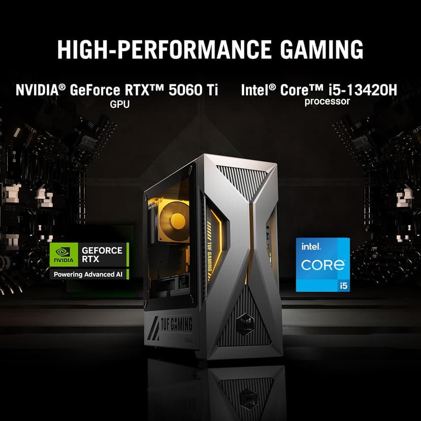 ASUS TUF T500 (2025) Gaming Desktop PC, Intel® Core™ i5-13420H Processor, NVIDIA® GeForce RTX™ 5060Ti, 1TB M.2 NVMe™ PCIe® 4 SSD, 16GB DDR5 RAM, Windows 11 Home, T500MV-MS564Ti