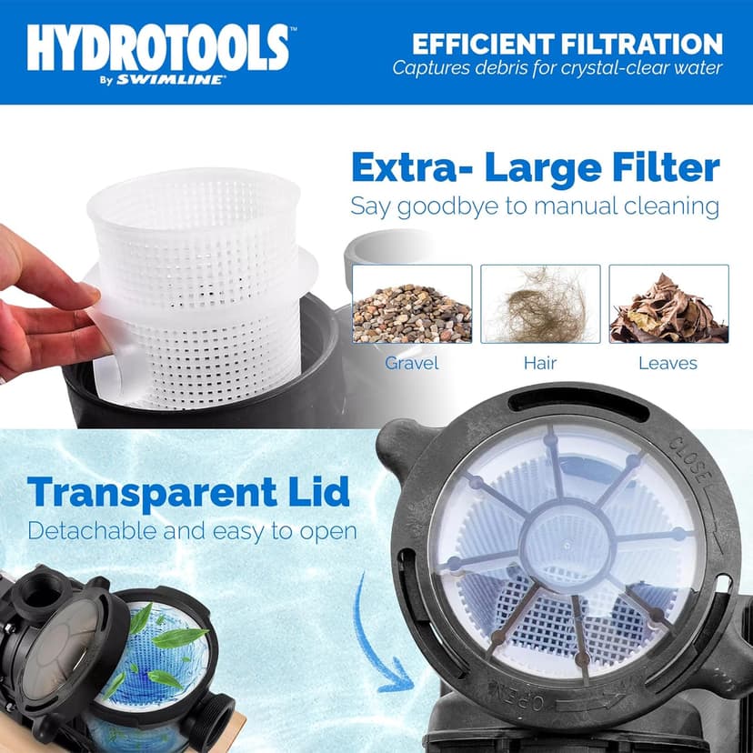 SWIMLINE HYDROTOOLS Above-Ground Pool Motor Pump, 2-Speed, Hydro-Flo 1 HP w/ 5280 GPH, Horizontal