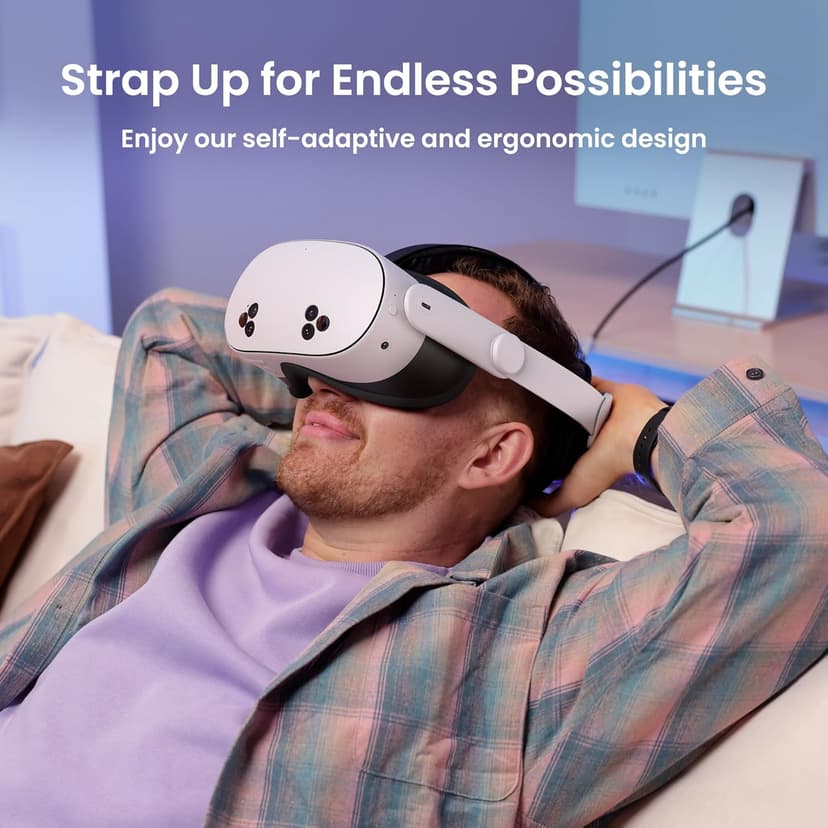 KIWI design K4 Head Strap, VR Headset Accessories for Meta Oculus Quest 3/3S, Non-Battery & Enhanced Support & Adjustable & Comfort Strap Gift for Kids and Adults