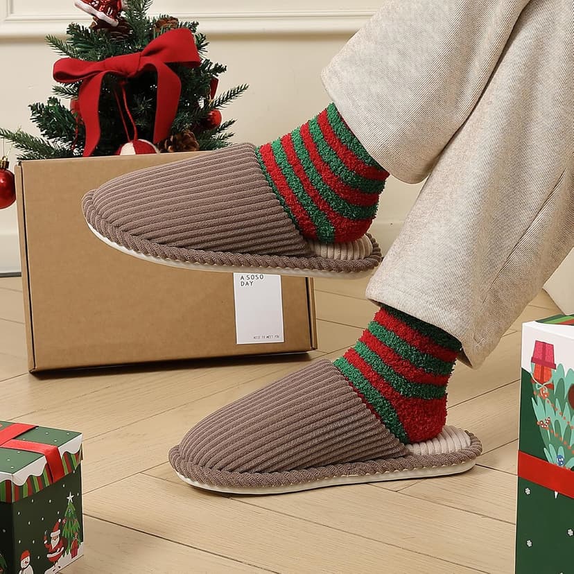 sinceslim Memory Foam House Slippers for Women Indoor Slippers with Non-Slip Rubber Sole Close Toe Slip On Cotton Slippers