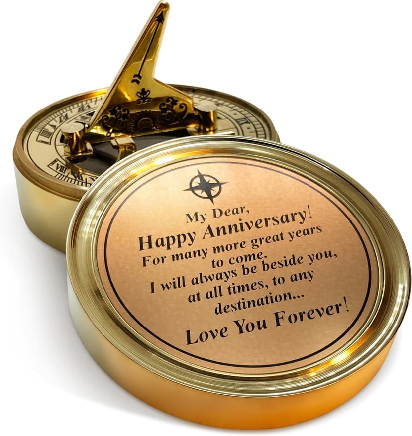 OakiWay Anniversary Sundial Compass Gift for Him or Her - Unique Gift Ideas for Husband or Wife, Men Wedding Anniversary 50th 40th 25th 20th Year Celebration, Gift Card Included