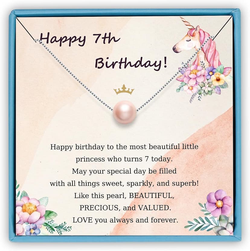 Sereney Birthday Gifts for Girls Women, Sterling Silver Pearl Necklace as 7 9 10 11 13 15 16 18 21 30 40 50 60 Year Old Birthday Gifts, Single Pearl Necklace as Bday Gifts for Friends Lockets
