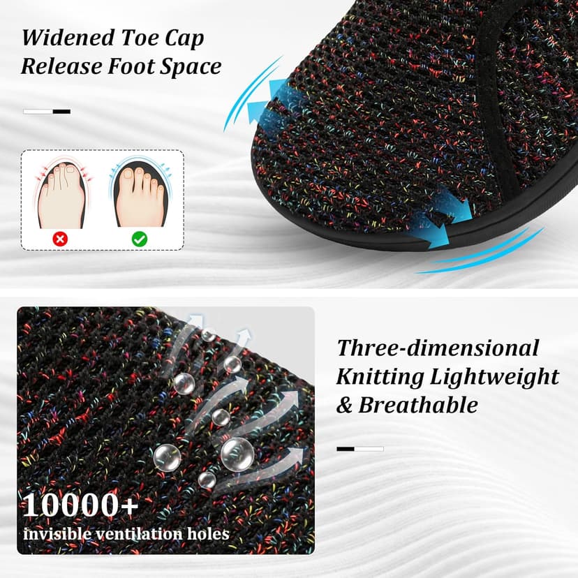 Scurtain Womens Walking Shoes Comfortable Wide Diabetic Shoes Adjustable Zero Drop Edema Shoe Breathable Neuropathy Nursing Shoes Casual Wide Width Sneakers