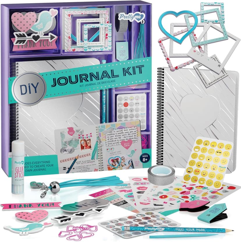 Pretty Me DIY Journal Kit for Girls - Gift for 8-14 Year Old Girl - Cool Birthday Gifts Ideas for Teens - Fun, Cute Art & Crafts Kits for Tween Teenage Kids- Scrapbook & Diary Supplies Toy Set