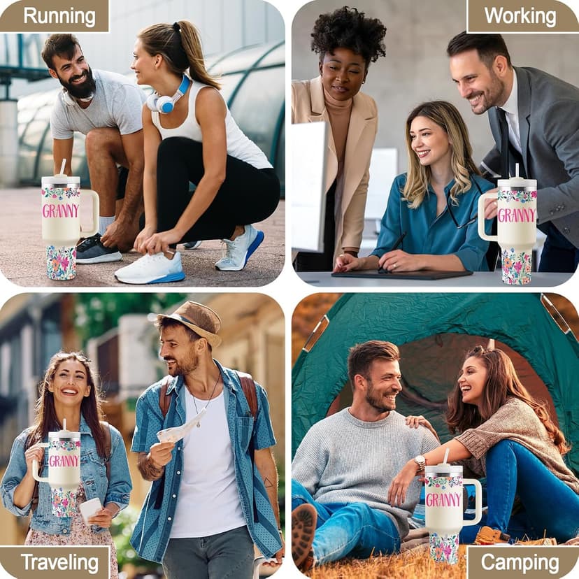 Granny Gifts from Grandkids for Mothers Day Christmas 40oz Travel Cup Insulated Tumbler with Lid & Straw ROSTANTEN Granny Gifts Birthday Gifts for Granny B0FS6SF32M
