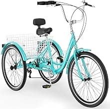 MOONCOOL Adult Tricycles 3 Wheel 7 Speed Trikes, 20/24/26 inch Adult Trikes 3 Wheeled Bike with Basket for Seniors, Women, Men