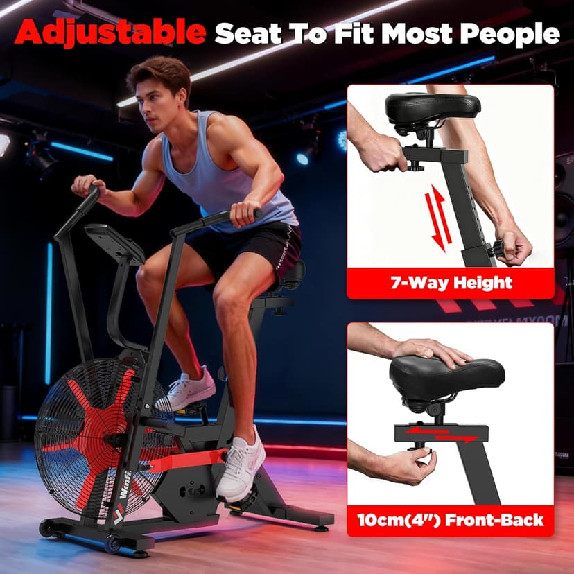 Air Bike,Air-Resistance Exercise Fan Bike With Dual Acction Handlebars for Home Cardio Workout,Adjustable Indoor Cycling Bike,330lb Weight Capacity APP Connection Customizable Monitor