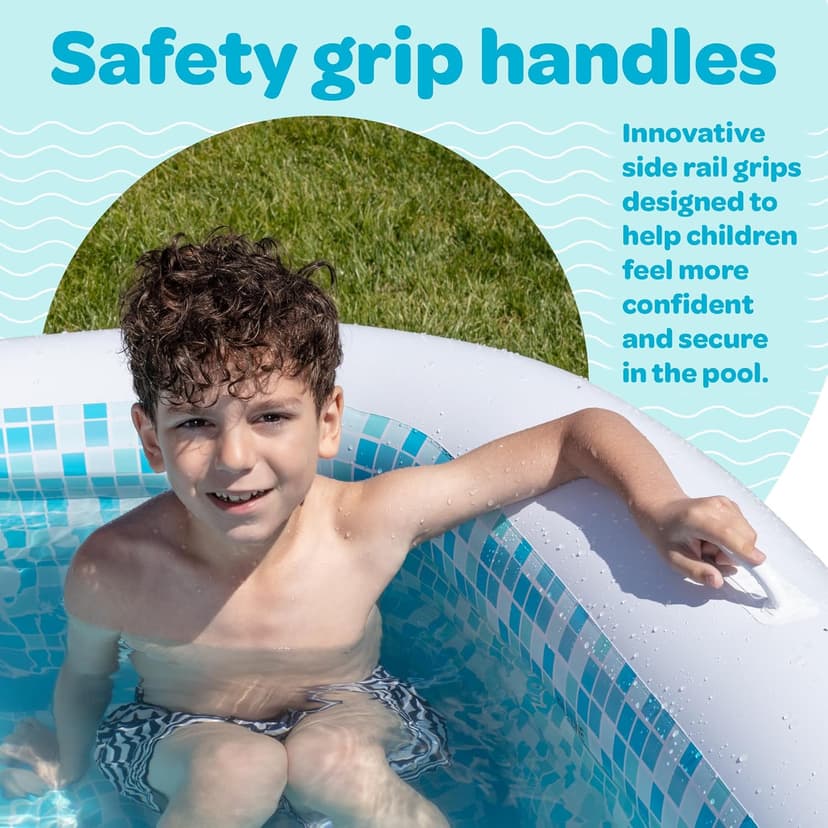 Premium Large Inflatable Pool with Soft Floor, Handles and Drain for Adults and Kids, 90"x60"19" Durable Blow Up Outdoor Swimming Pool for Backyard, Summer Gift, Family Size Kids Pool