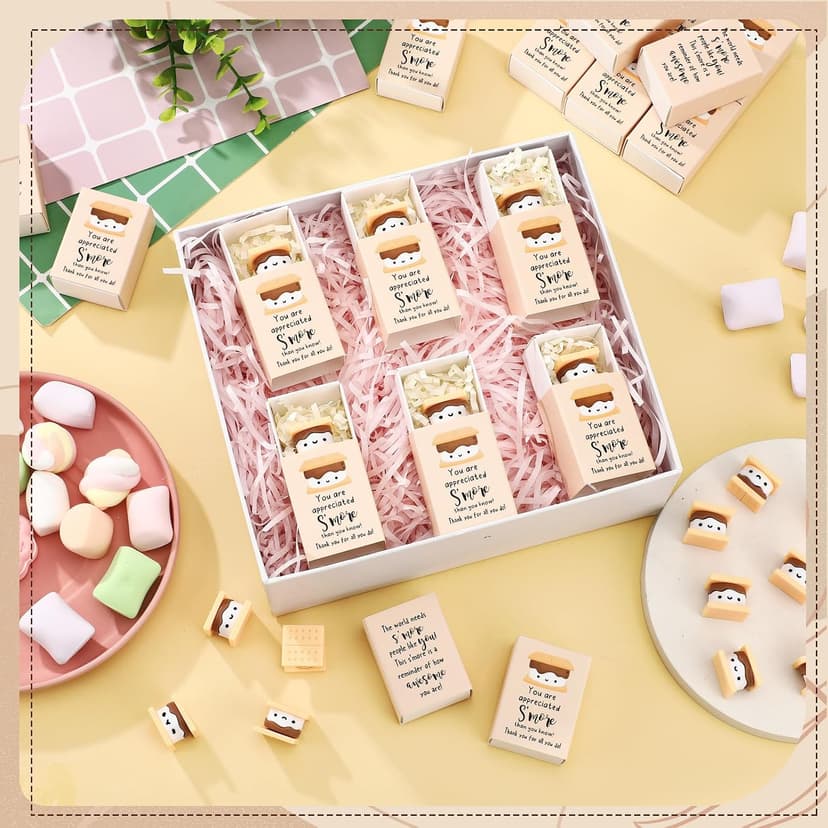 for Food Service Week Customer Service Week Vet Tech, Office Party Favor with Box, Thank You for Coworker Staff Team Teacher Wettarn 24 Sets Employee Appreciation Gifts S'more Gift Bulk, Marshmallow B0DLNH8JPN