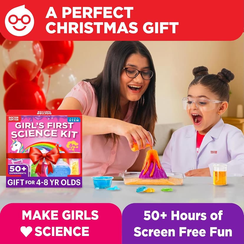 Birthday Gift Ideas for Girls 4, 5, 6, 7, 8 Year Olds, Science Kits for Kids Ages 5-7, STEM Educational Toys Doctor Jupiter Girls' First Science Experiments Kit for Kids Ages 4+ B0D17YL839