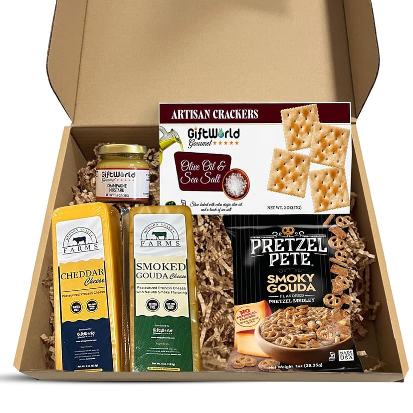 Cheese Gift Baskets Assortment Bundle with 5 items - Gourmet Food Gifts for Men and Women, Food for Charcuterie Board, Cheese Sampler for Corporate and Family Occasions, Thanksgiving and Christmas Gifts