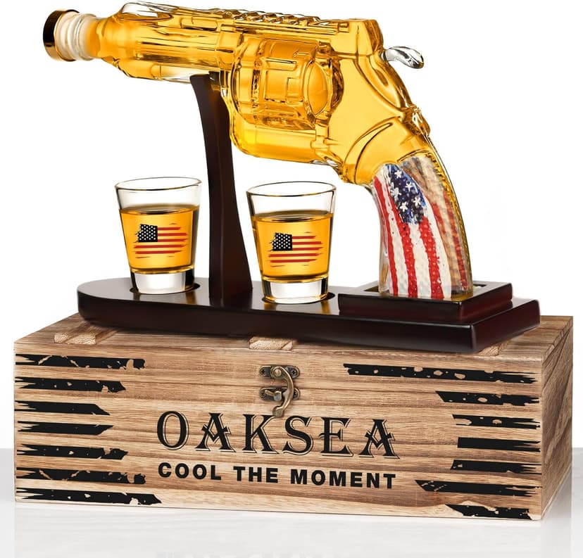 Gifts for Men Dad, Unique Christmas Anniversary Birthday Gift for Him Husband, 9 Oz Whiskey Decanter Set with 2 Oz Shot Glasses, Cool Persinalized Presents liquor dispenser for Home Bar