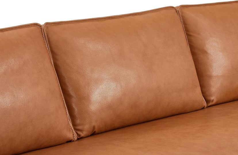 Valencia Varese 90" Full Leather Couch Cognac Tan Brown- Italian Nappa Leather Modern Cloud Couch for Living Room/Apartment Furniture