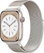 Original Stainless Steel Milanese Loop Compatible with Apple Watch Band 38mm 40mm 41mm 42mm 44mm 45mm 49mm, Magnetic Clasp Replacement Band for iwatch Series 9, Ultra 2/Ultra, SE/SE 2nd Generation, 8 7 6 5 4 3 2 1, Women & Men Watch Bands for iWatch (Starlight, 41mm/40mm/38mm)