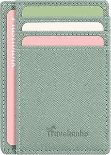 Travelambo Slim Wallet Front Pocket Minimalist Leather RFID Blocking Medium Size