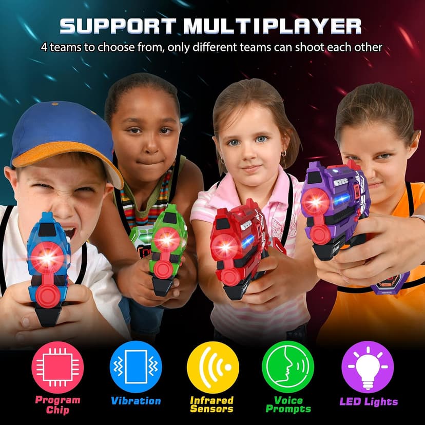Laser Tag Guns Set of 4 Laser Tag Guns with Digital LED Score Display Vests,Gifts for Teens and Adults Boys & Girls,Adults and Family Fun,Gift for Kids Ages 8 9 10 11 12+Year Old Boy