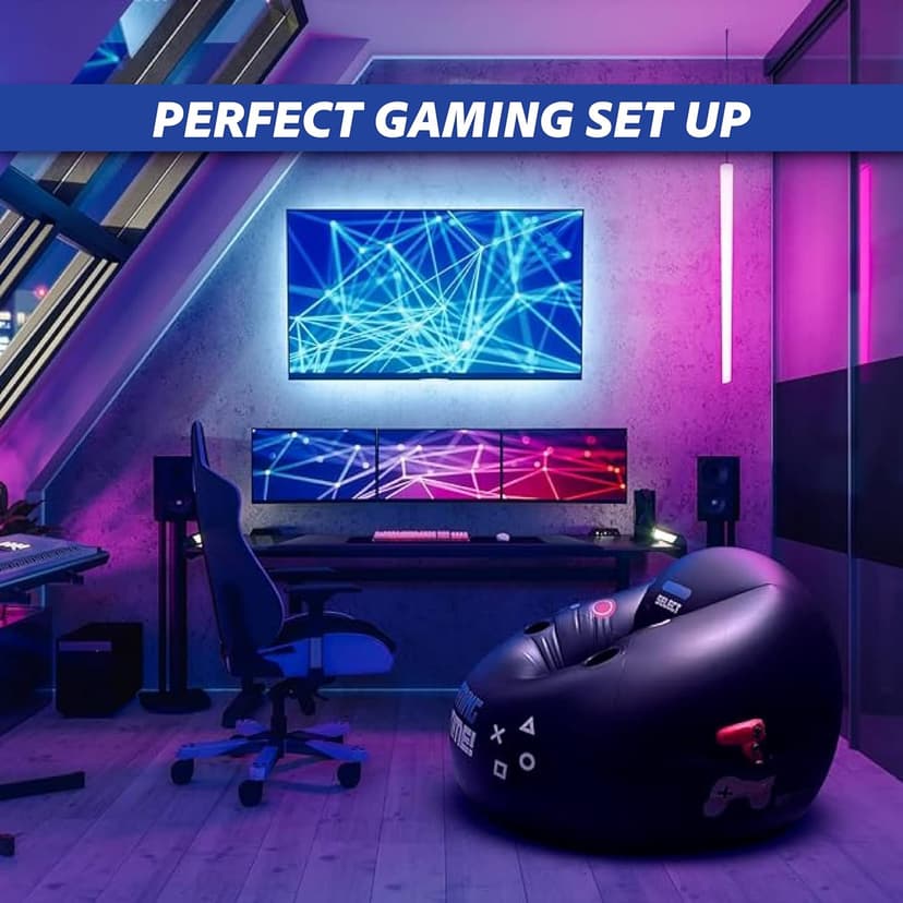 Inflatable Gaming Chair for Kids & Teens with Cup Holders and Side Pocket - This Air Gaming Bean Bag Chairs for kids is The Perfect Furniture for Gamer Room Decor - Perfect Gaming Stuff for boys 4-12