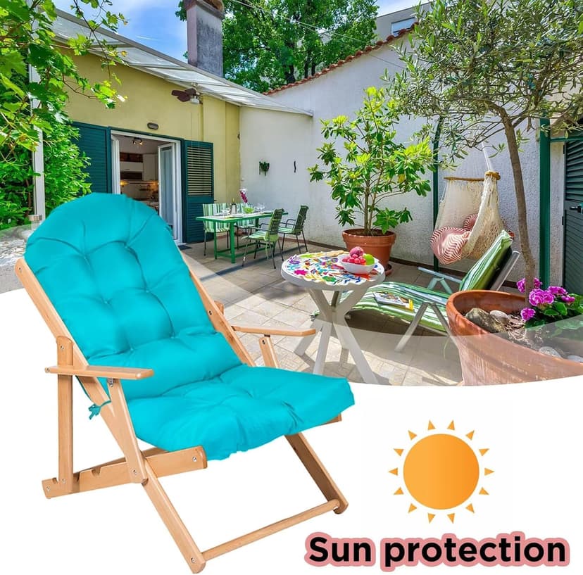 Yddsky Adirondack Chair Cushion, Rocking Cushions 44x19.4x4 inch, High Back Patio Recliner Cushion of Upper and Lower with Ties, Sunscreen and Fade-Resistant Turquoise,2