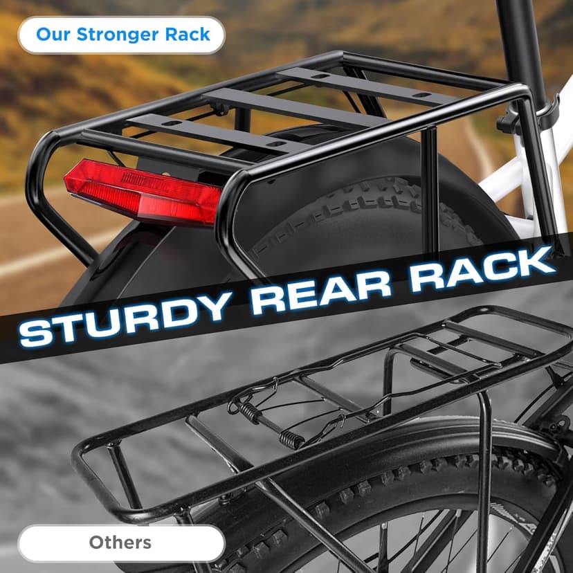 Electric Bike for Adults, 1000W Peak Ebike, 25MPH 60Miles Electric Mountain Bike, 26" Fat Tire Electric Bicycle with 48V 13AH Battery, Front Suspension,7 Speed, Rear Rack, UL 2849 Certified