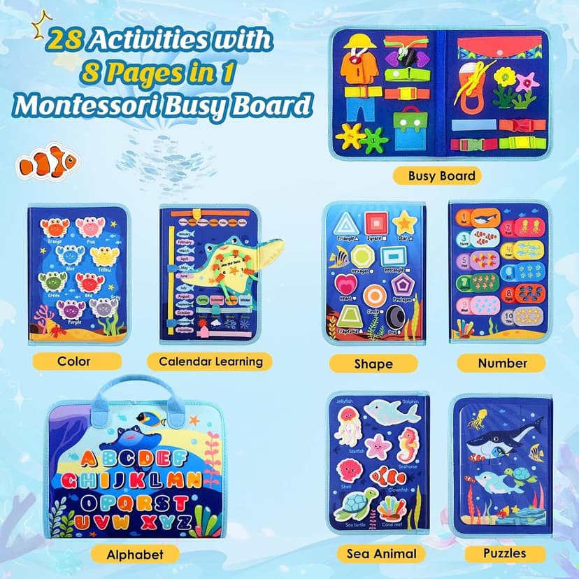 Winblo Toddler Busy Board - Montessori Toys for Toddler Boy Girl Birthday Gift, Educational Learning Sensory Busy Book for Toddlers Boys, Toddlers Activities Travel Toys for Airplane Car B0GYQZCVWG