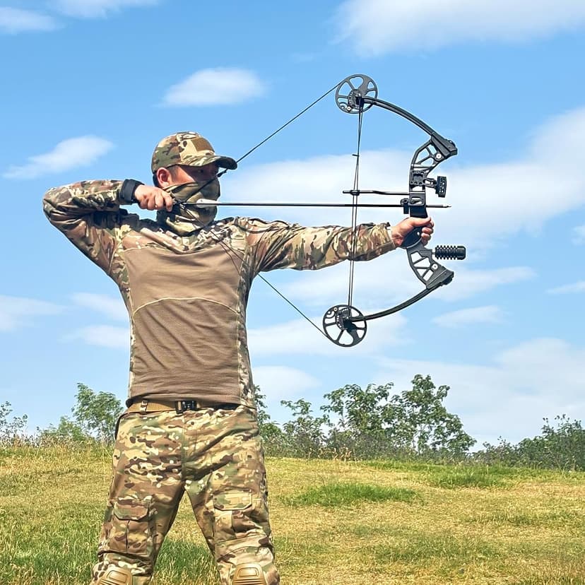 S F Archery Compound Bow Package for Adults and Teens,Shooting Practice Archery Hunting Accessories Hunting Gear，19”-30” Draw Length，20-70 Lbs Draw Weight，320 fps，Right Handed