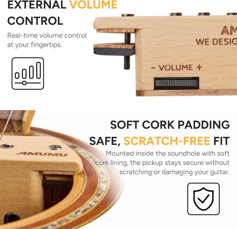 AMUMU SP60BCM Magnetic Passive Soundhole Humbucker Pickup for Acoustic Guitars