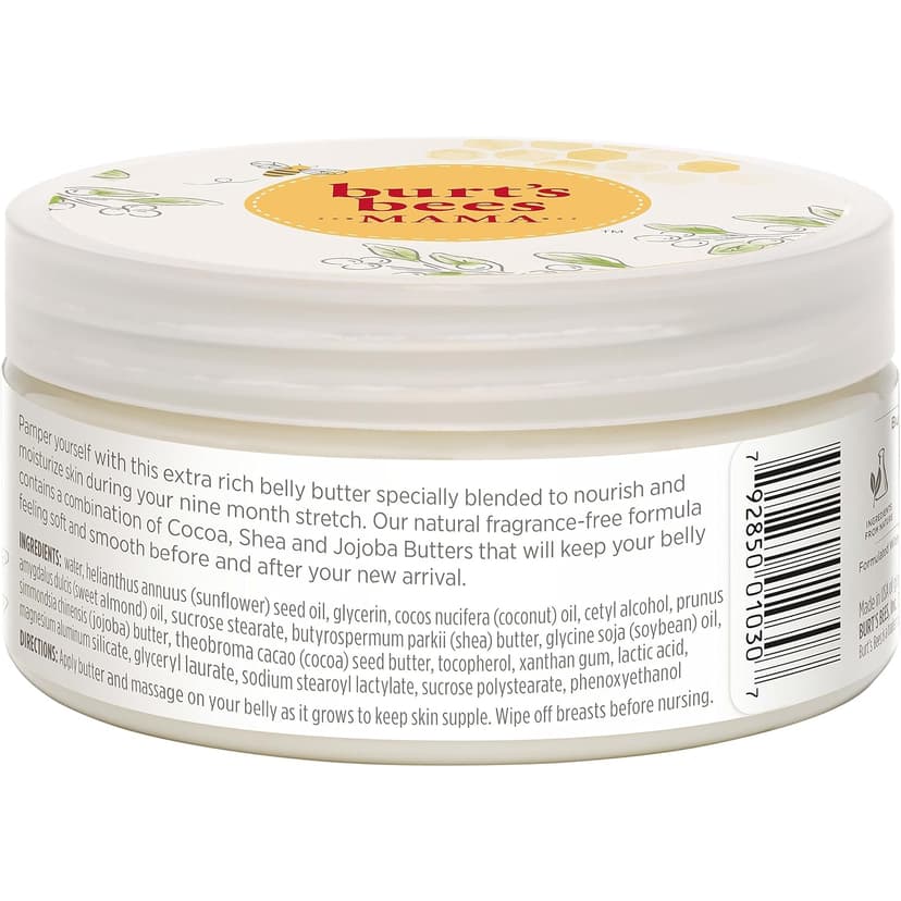 Burt's Bees Mama Belly Butter Stretch Mark Cream for Pregnancy Massages Body & Reduces Scar Appearance, Prenatal & Postnatal Tummy Skin Care, Shea Butter & Vitamin E Rich Formula, 6.5 Oz Tub