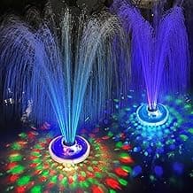 Floating Water Fountain with Underwater Lights, Powered Pump Outdoor, 2 Modes Sprinkler Waterfall Fountain for Inground Above Ground Pool, Pond-Blue-1PC
