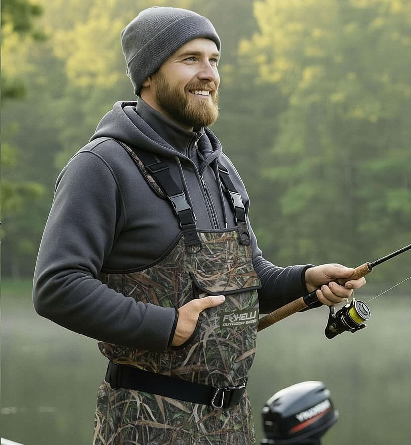 Foxelli Chest Waders, Waterproof 4mm Neoprene Hunting & Fishing Waders for Men & Women with Boots