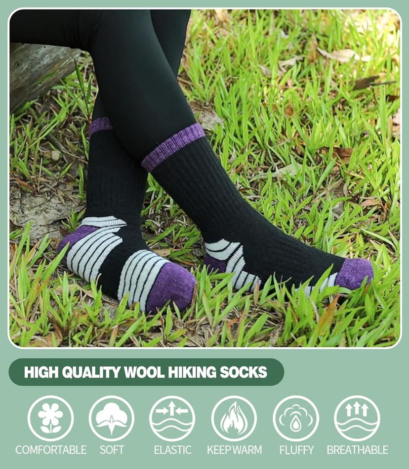 MQELONG Merino Wool Socks for Women Hiking Thermal Winter Thick Warm Cozy Boot Socks