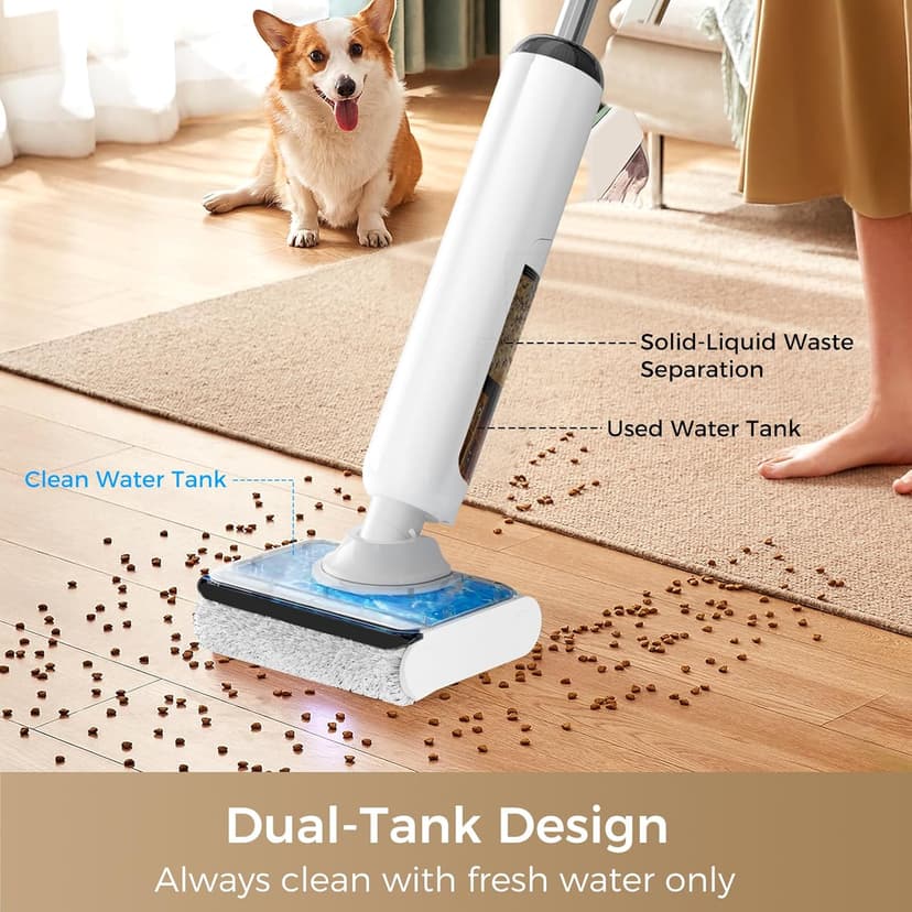 Wet Dry Vacuum Cleaner, 180°Lie-Flat Vacuum Mop All in One with Auto Self-Cleaning, Smart Floor Cleaner Machine for Hard Floor, 45 Mins Runtime, Edge Cleaning, Self-Propelled Vacuum Mop Combo