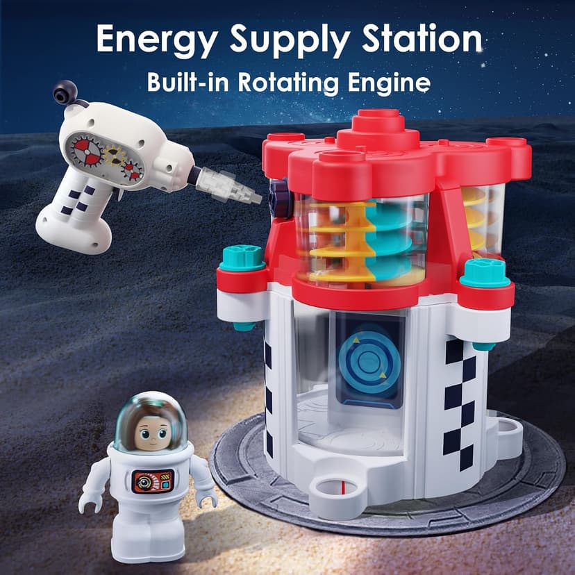 Spaceship Building Playset w/Electric Drill, 2 Astronauts, Educational Learning Science Kit Birthday Gift for Age 3 4 5 6 7 8 iPlay, iLearn Rocket Space Toy 3 4 5 Year Old Boys Kids Girls, Toddler STEM B0BYYV9185