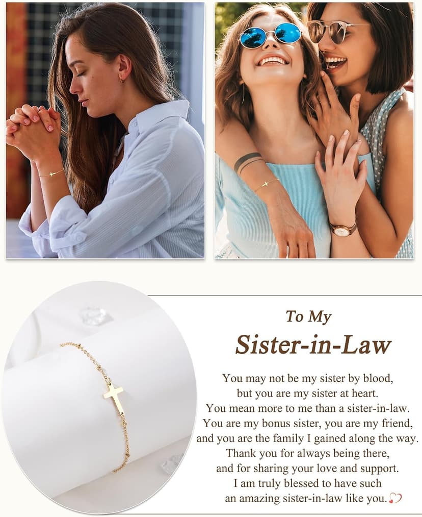 Religious Gifts Adjustable Dainty Cross Bracelet, Easter, Mother's Day, Christmas, Birthday, Lobster Clasp, 6.5" + 2" Tarsus Cross Bracelet for Women, Christian Gifts for Women B0FY3CMRT7