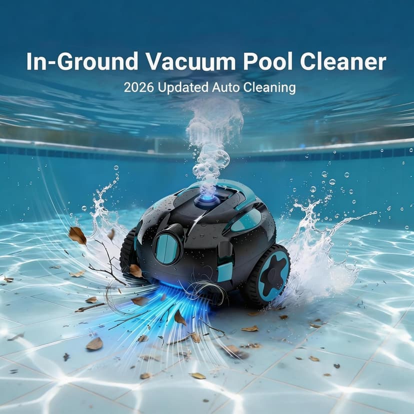 Robotic Pool Cleaner, Cordless Pool Vacuum Robot,Dual Motors & Filters, Smart Self-Parking,IPX8 Waterproof,Powerful Suction, Inground/Over-Ground Pool Skimmer (Button Operation-update4)