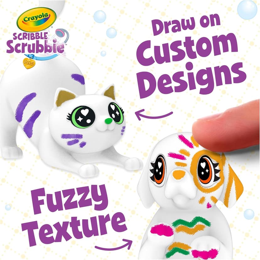 Crayola Scribble Scrubbies Glam Pack (4 Pets), Holiday for Kids, Washable Pet Care Toy, Coloring Animal Craft, Stocking Stuffer Toys for Girls & Boys, 3+