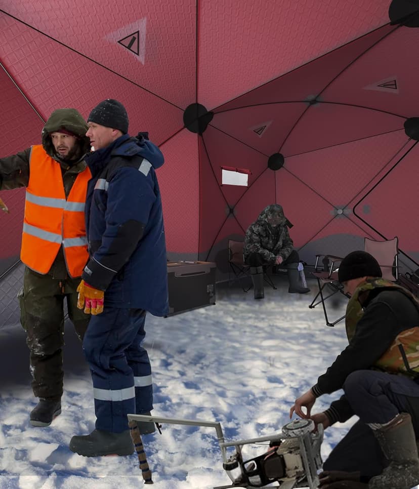 GarveeLife Ice Fishing Insulated Tent, Large Pop-Up Portable Hub-Style Ice Fishing Shelter, 6-7 Person Shelter 68 Square Feet of Fishable Area
